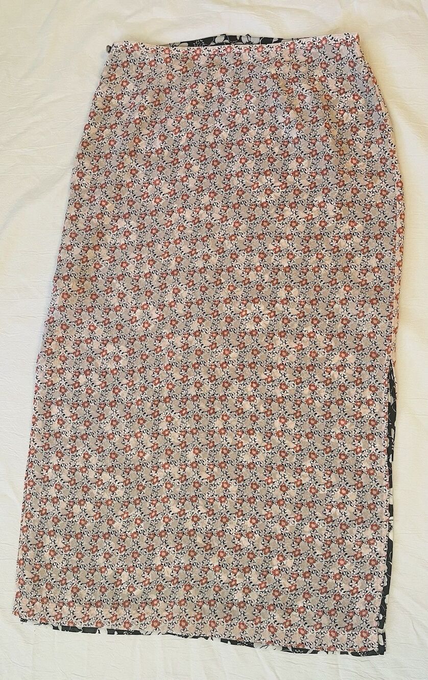 Y2K Christopher & Banks Skirt Reversible Long Floral Design & Side Slits Sz 10